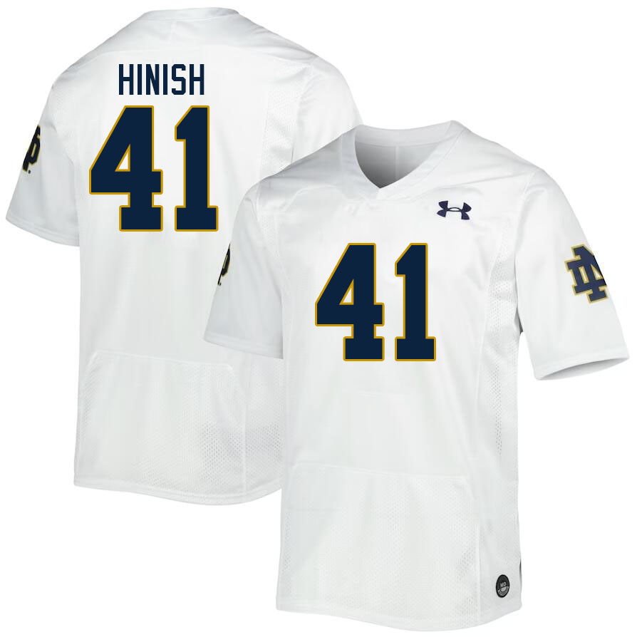 Men #41 Donovan Hinish Notre Dame Fighting Irish College Football Jerseys Stitched-White
